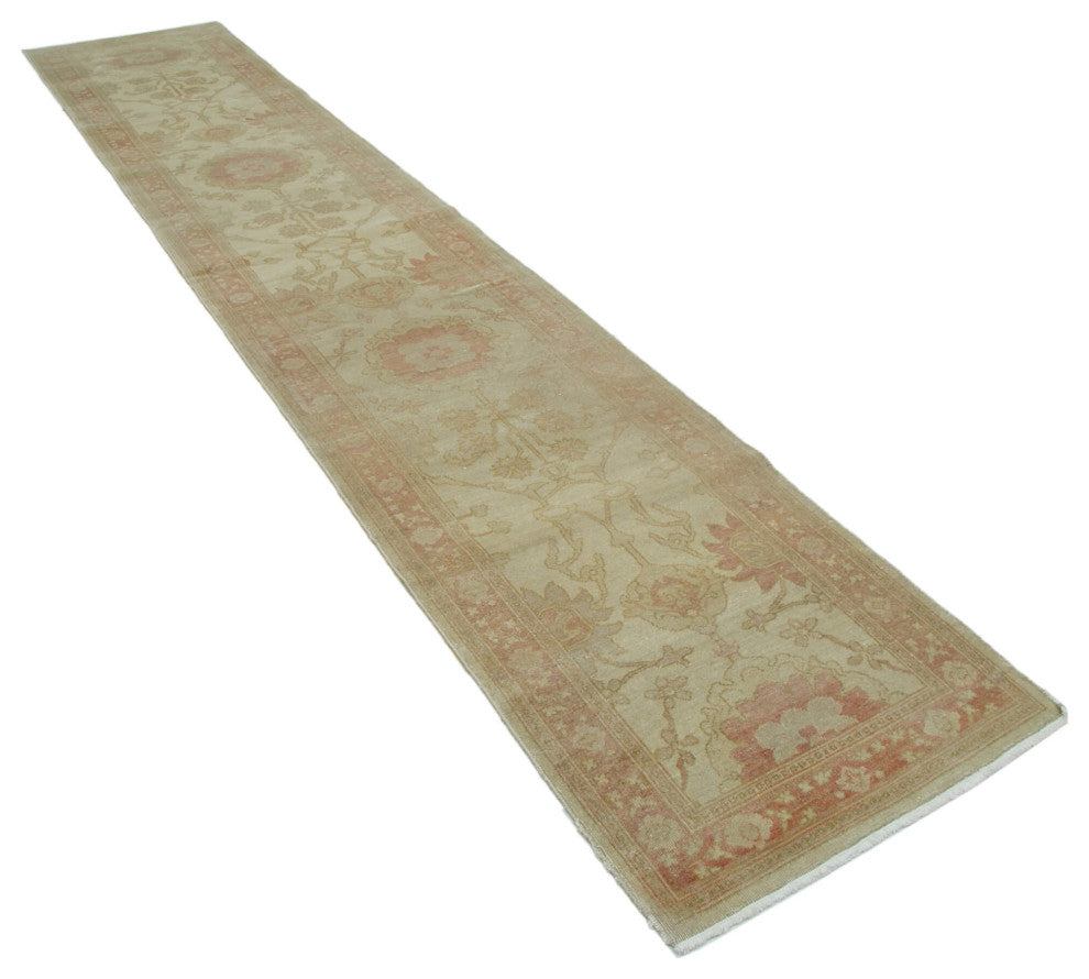 Rug N Carpet - Handmade Oriental 2' 6" x 13' 3" Runner Oushak Area Rug