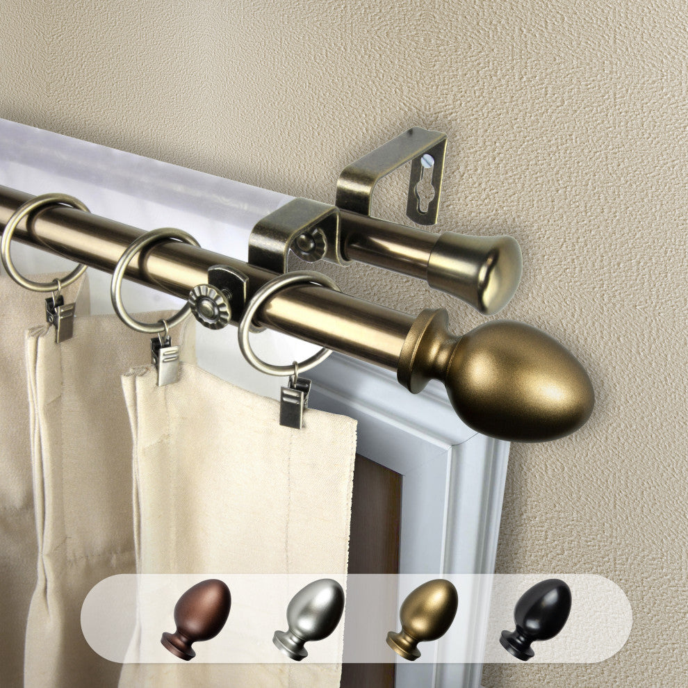 Faye 13/16" Double Curtain Rod Antique Brass