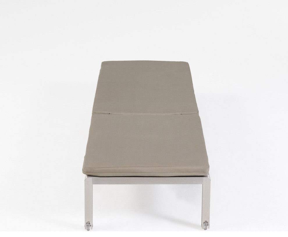 Preston Outdoor Chaise Lounge With Cushion, Khaki/Gray