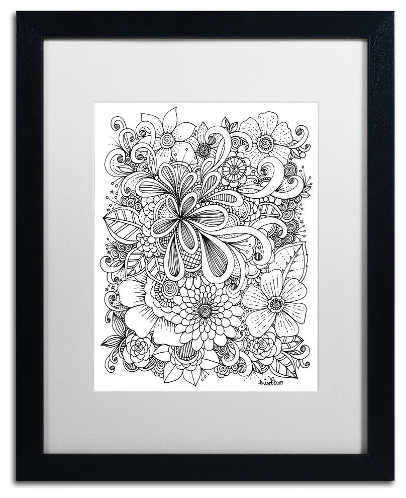 KCDoodleArt 'Zendoodle 5' Art, Black Frame, White Matte, 16"x20"