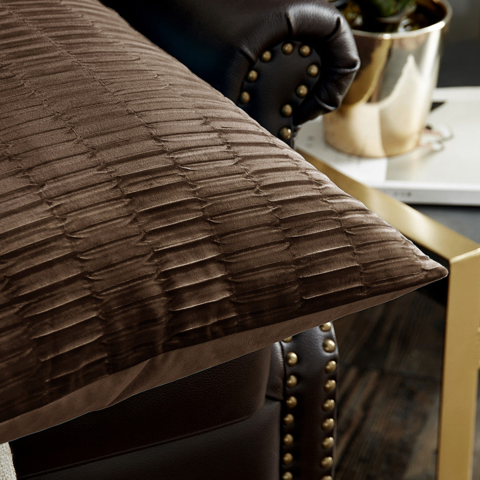 Pleated Velvet Pillow Cover 4 Piece Set, Carafe, 20" X 20"