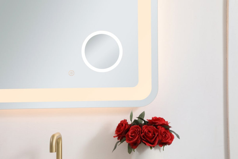 Lucy 27"x30" Hardwired LED Mirror With Magnifier and Color Changing Temperature