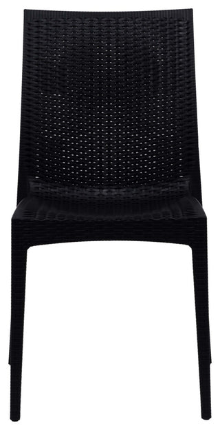 LeisureMod Mace Mid-Century 7-Piece Rectangular Outdoor Dining Set, Black