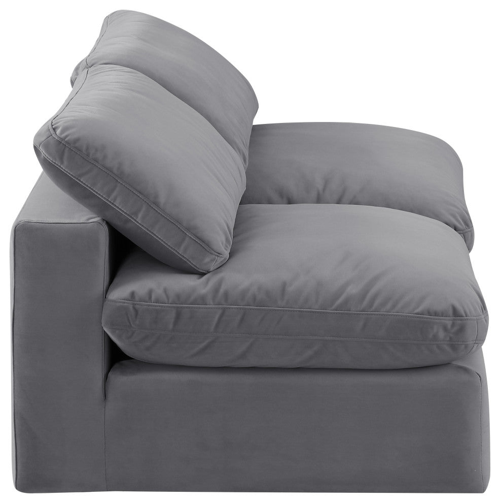Comfy Upholstered Modular Sofa, Grey, 2-Piece: 2 Armless Chair, Velvet