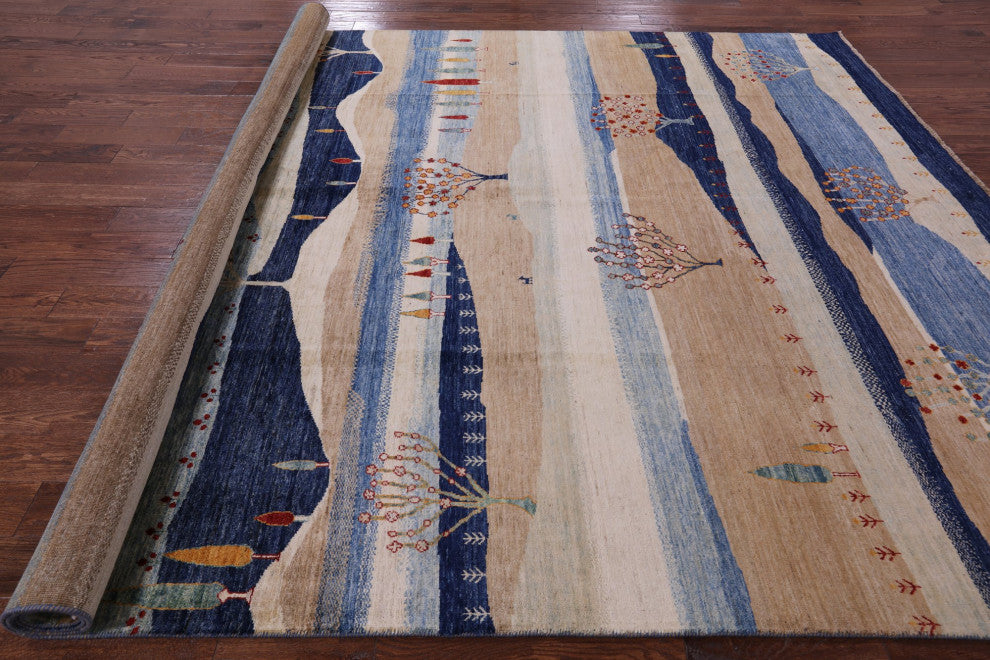 9' 1" X 12' 0" Hand Knotted Tribal Persian Gabbeh Rug Q7930