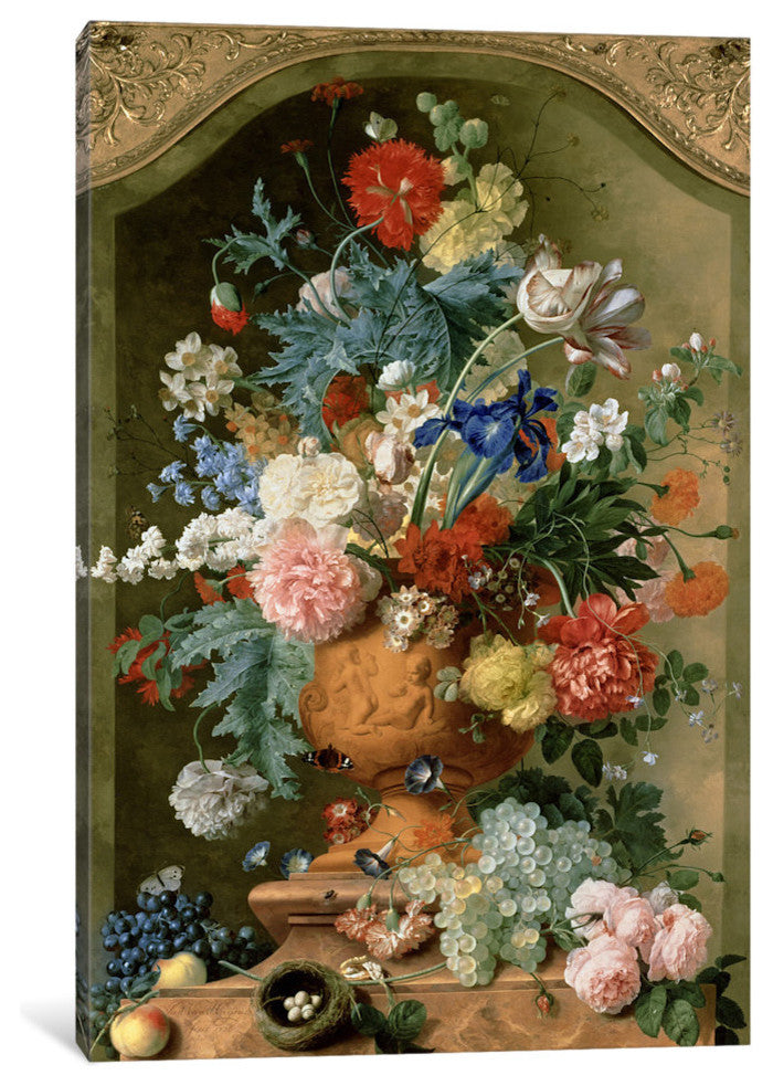 "Flowers in a Terracotta Vase, 1736 " by Jan van Huysum, 26x18x1.5"
