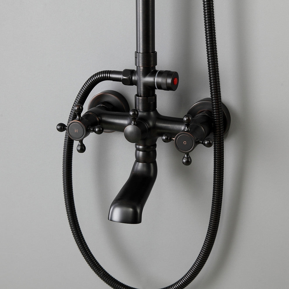 Vintage Bathroom Exposed Rainfall Shower System Handheld Shower Antique Black