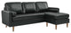 Modway Valour 78" Modern Style Leather Apartment Sectional Sofa in Black