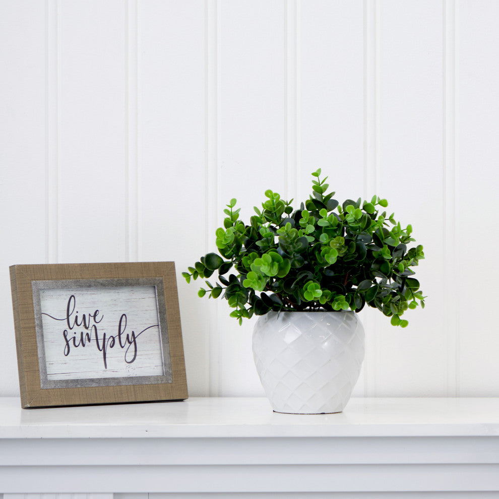 11in. Artificial Boxwood Plant with Decorative Planter
