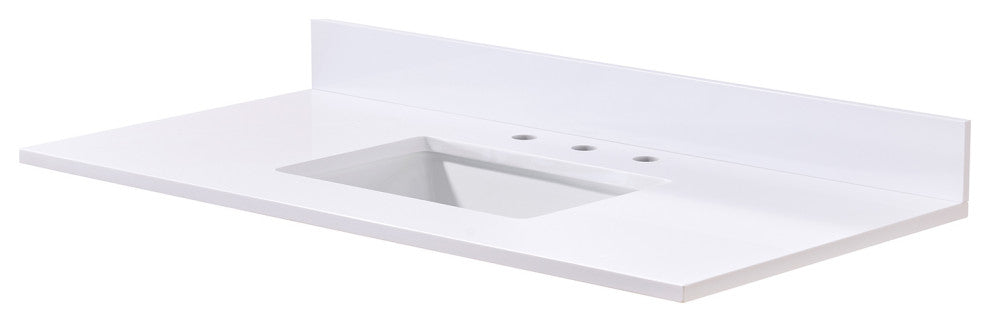 Andalo Engineered Stone Vanity Top, Snow White With White Sink, 43"