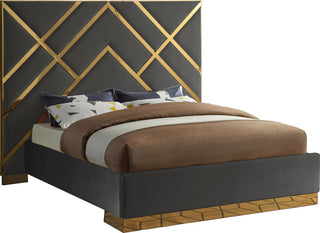 Vector Upholstered Bed, Gray, King, Velvet