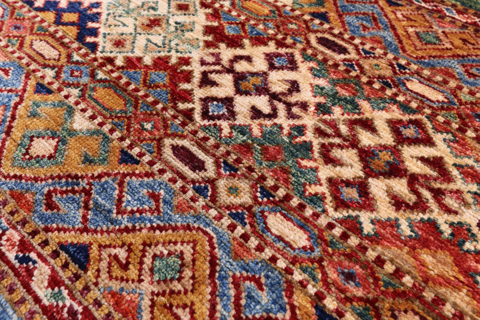 6' 7" X 9' 9" Handmade Super Kazak Khorjin Wool Rug Q10986
