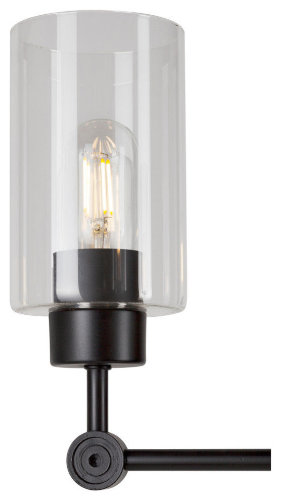 5-Light Clear Glass Chandelier, Black