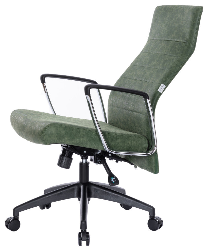 LeisureMod Hilton Modern High Back Leather Conference Office Chair, Green
