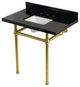 KVPK36KBSQ7 36" Black Granite Console Sink with Brass Legs
