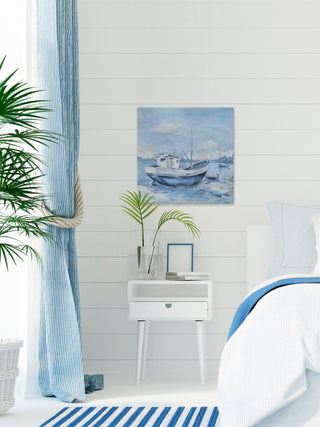 "Simple Boat" Painting Print on Wrapped Canvas, 18"x18"