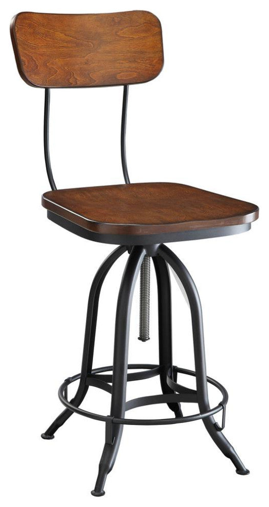 Mason Adjustable Barstool - Chestnut Seat - Black Base