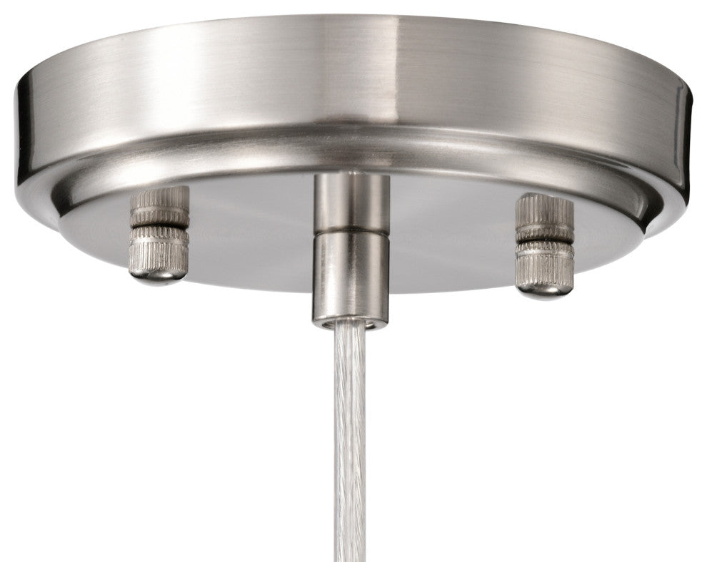 1-Light Brushed Nickel Modern Mini Pendant With Clear Glass Shade