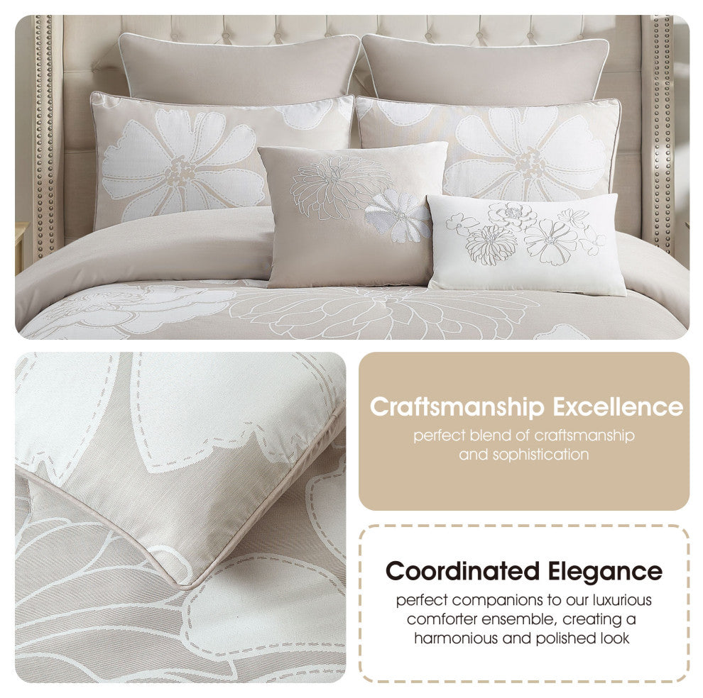 Viera 8 Piece Comforter Set, Taupe, King