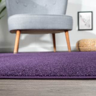 Haze Solid Low-Pile Purple 8' Round Area Rug