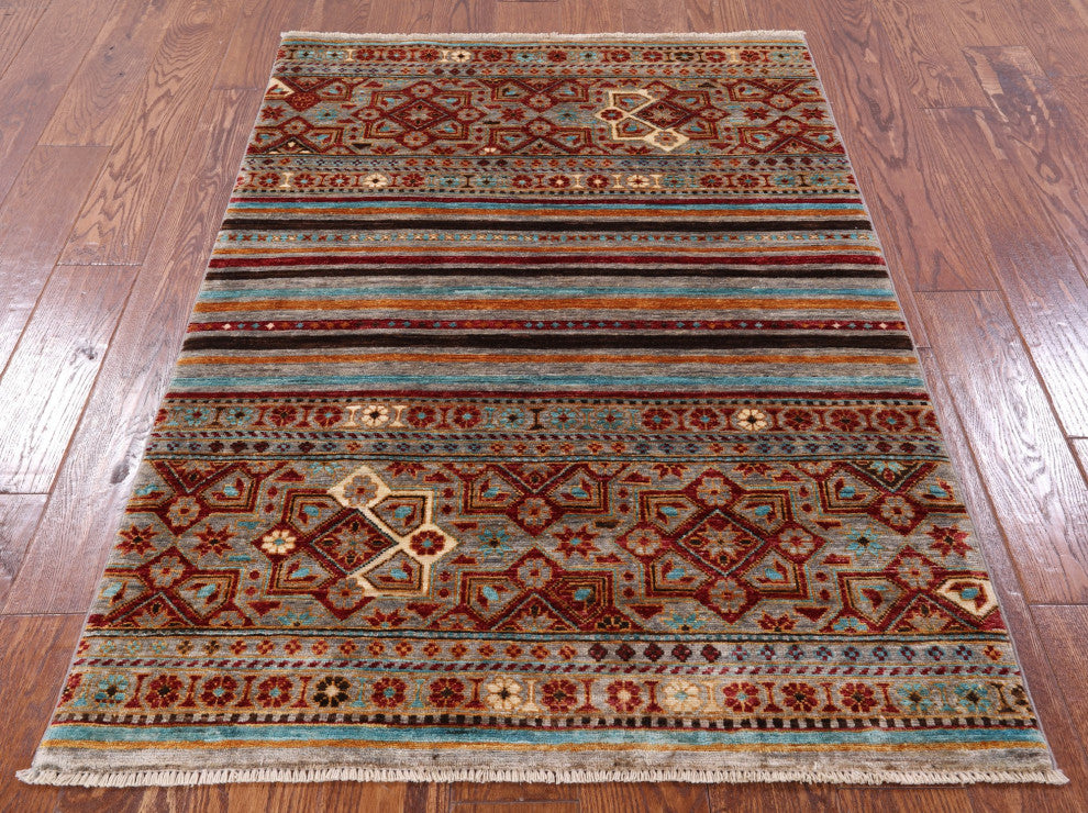 3' 4" X 4' 9" Khorjin Super Kazak Hand Knotted Rug Q5455