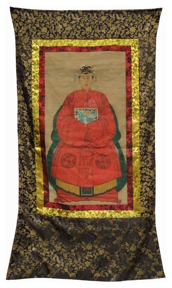 Chinese Hand Painted Emperor Kang Xi's Wife Portrait Hanging Decor