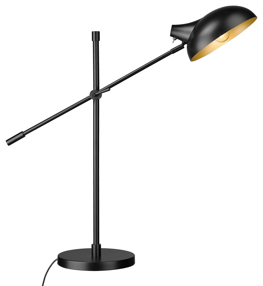 Zlite 1942TL-MB 1-Light Table Lamp, Outer Matte Black, Inner Golden