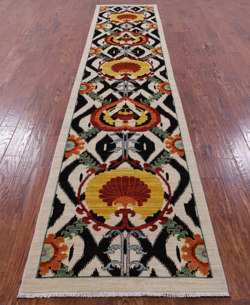 3' 0" X 14' 9" Runner William Morris Hand Knotted Rug Q9446