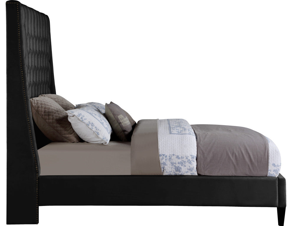 Fritz Velvet Upholstered Bed, Black, King