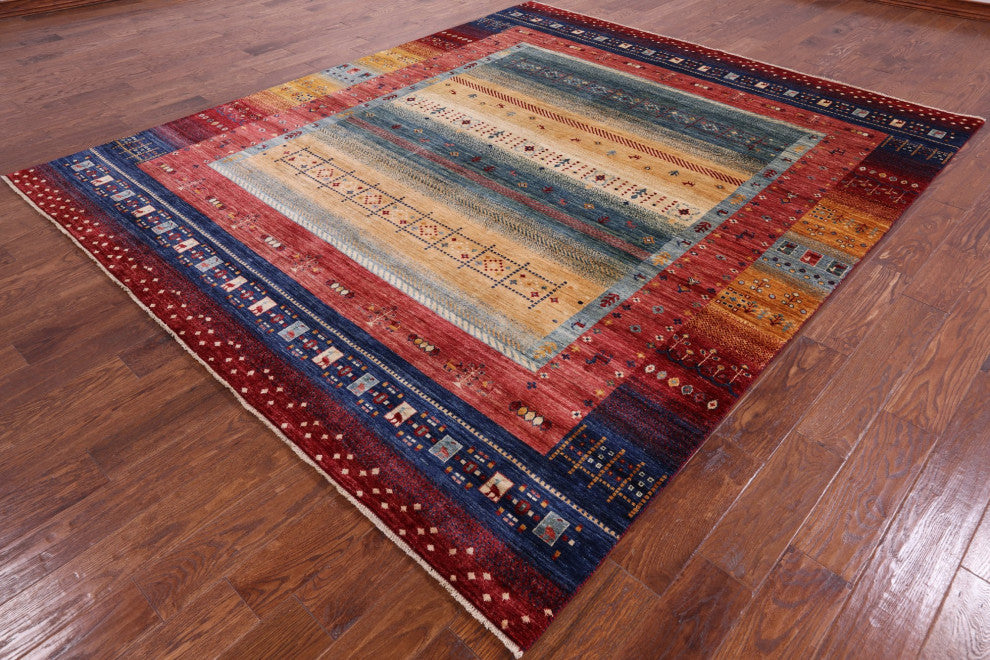 8' 2" X 9' 8" Persian Gabbeh Tribal Hand-Knotted Rug Q5257
