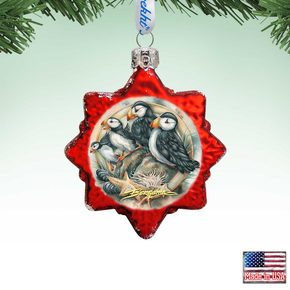 Send in the Clowns Puffins Mercury Glass Ornament