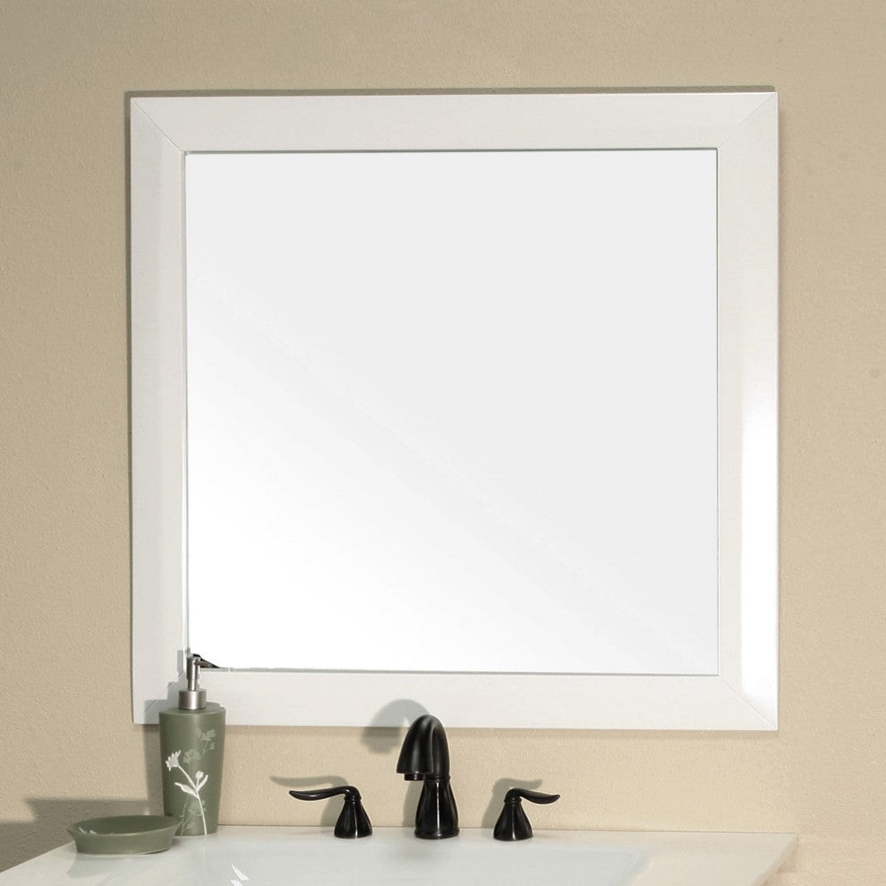 Solid Wood Frame Mirror, White