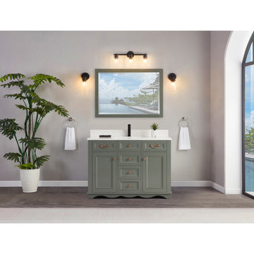 Legion Furniture WS2512 Series Bathroom Sink Vanity, Pewter Green, 48", Artificial Stone Top, Single Sink