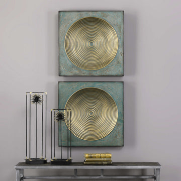 Uttermost Sybil Antique Gold Squares Wall Art, Set of 2