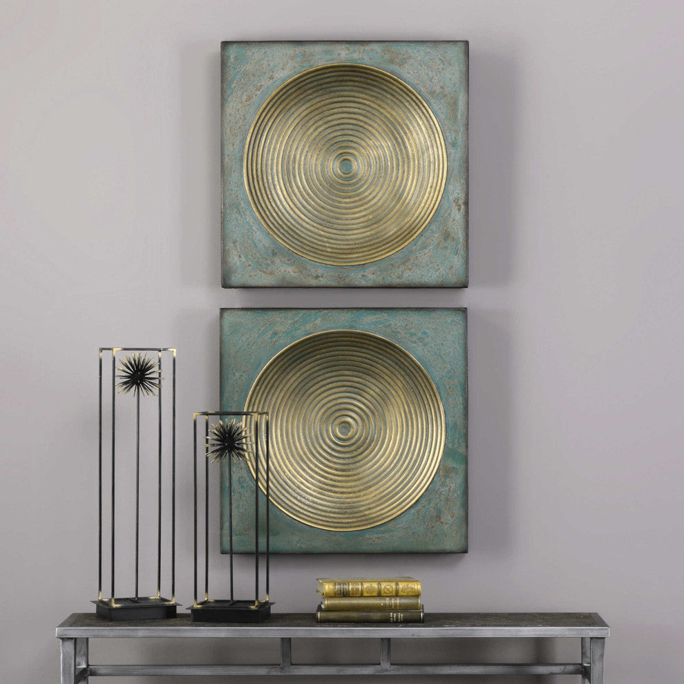 Uttermost Sybil Antique Gold Squares Wall Art, Set of 2
