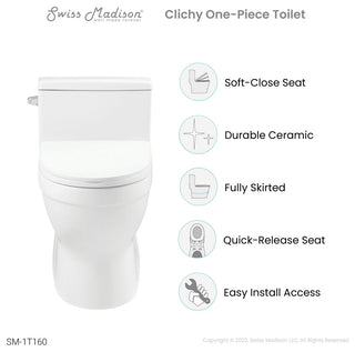 Clichy One-Piece Elongated Toilet Side Flush 1.28 gpf