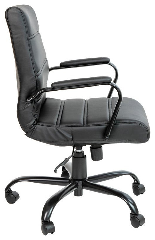 Flash Furniture Leather Mid-Back Office Swivel Chair in Black