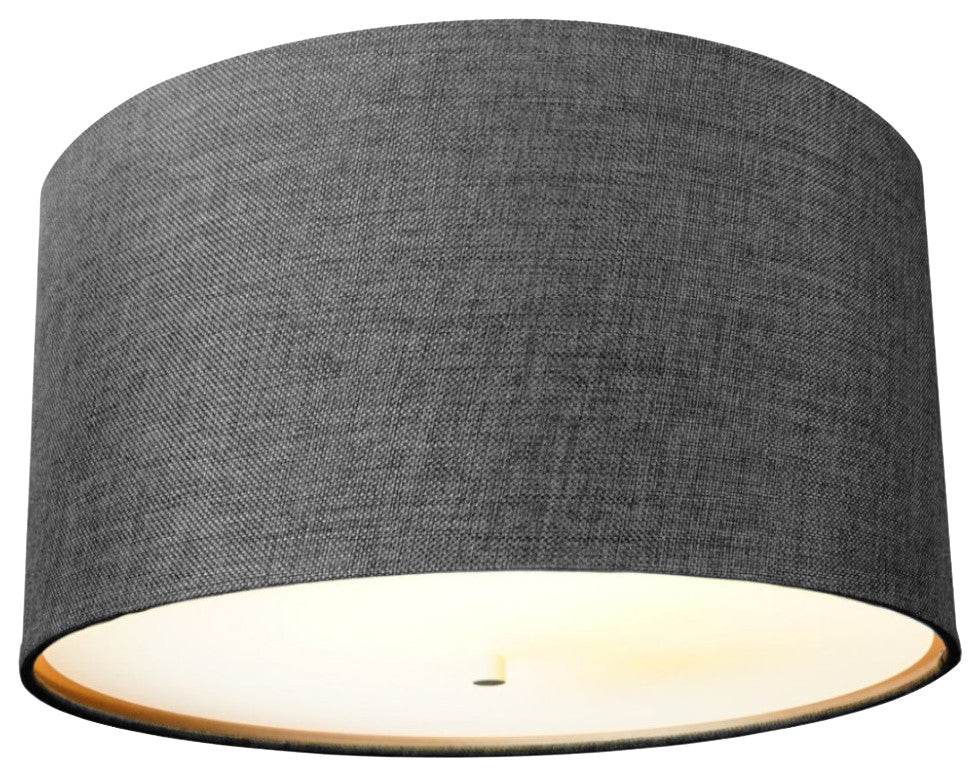 Moderne Flush Mount Conversion Kit 16"w Granite Gray Burlap Hardback Drum