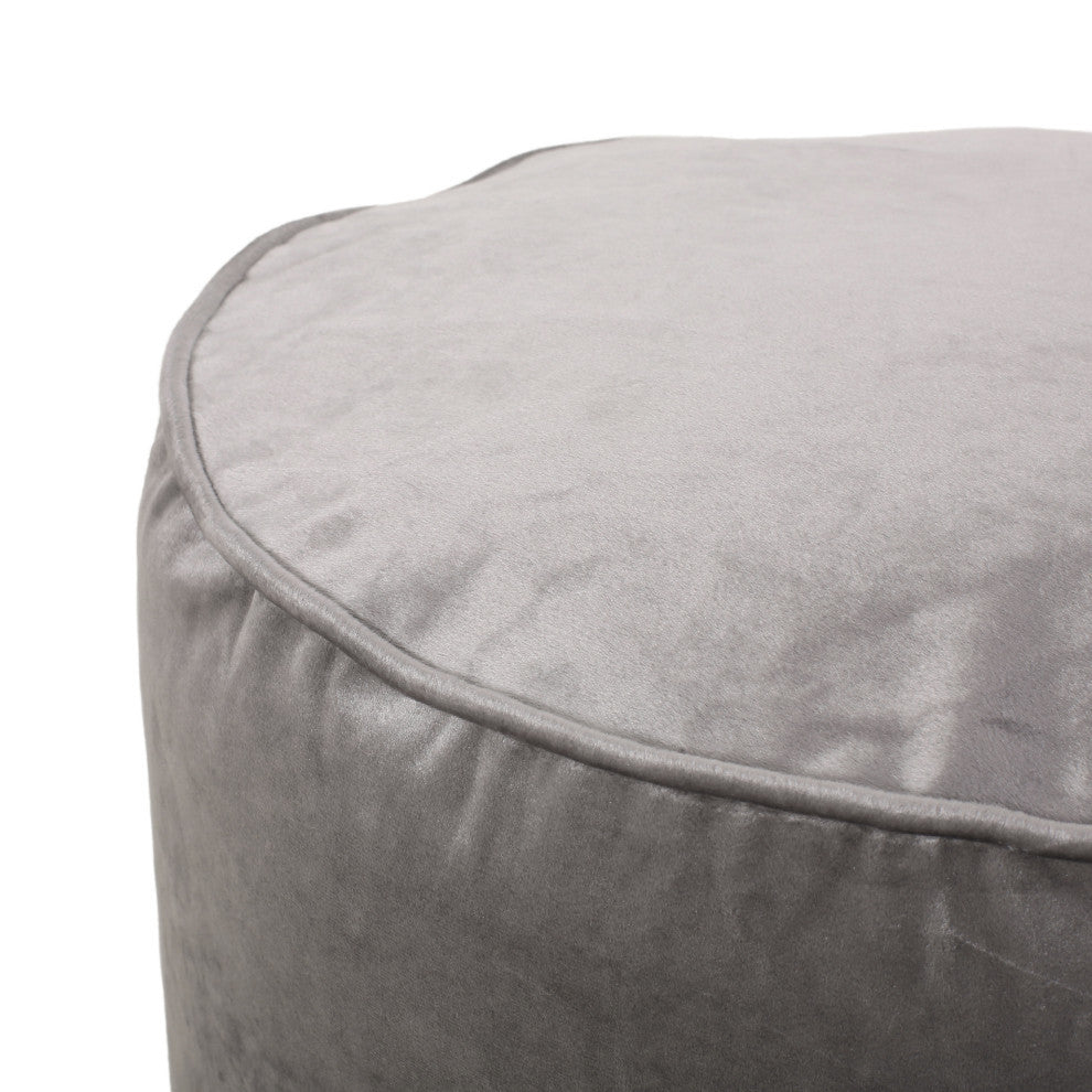 Bleckley Gwinnett Modern Velveteen Cylinder Pouf, Pewter
