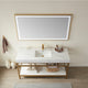 Funes Bath Vanity without Mirror, Brushed Gold Hardware, 48'', White Stone Top