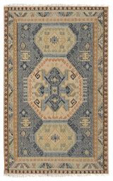 Blue Contemporary Classic High low Kilim Area Rug