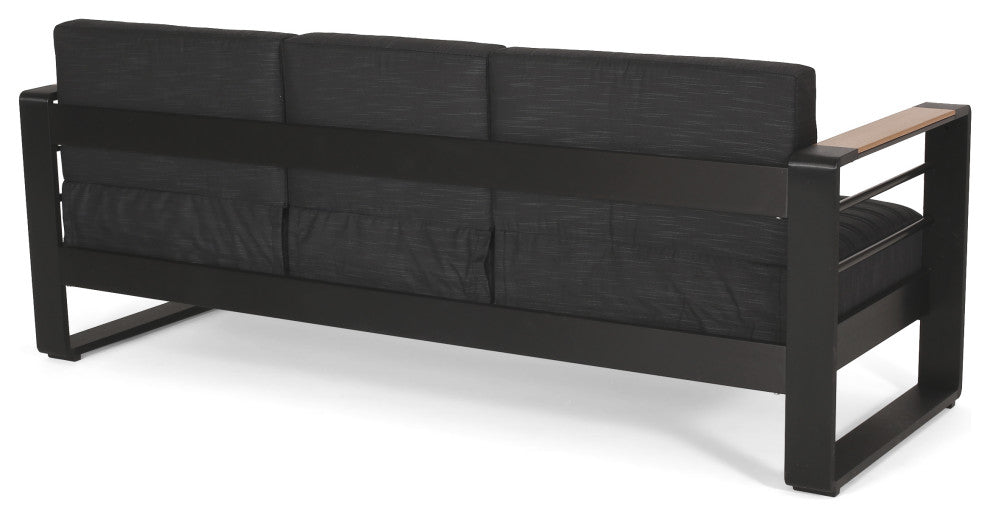 Neffs Outdoor Aluminum 3 Seater Sofa with Water Resistant Cushions