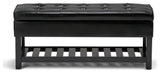 Cosmopolitan Storage Ottoman Bench With Open Bottom, Midnight Black Faux Leather
