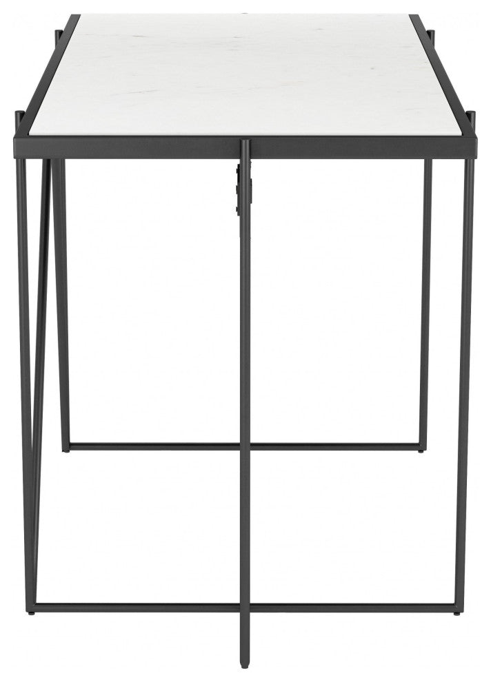 Winslett Marble Desk White and Matte Black