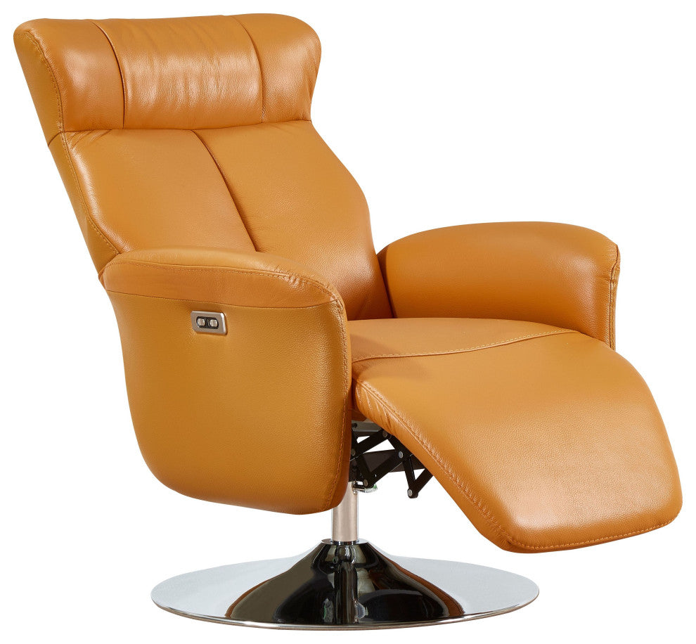 Phoenix Top Grain Leather Ergonomic 2-Motor Recliner, Tan/Silver