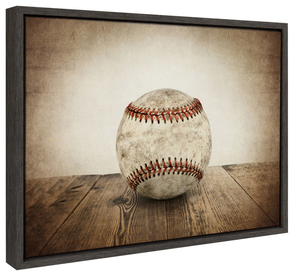 Sylvie Vintage Baseball Framed Canvas by Shawn St. Peter, Gray 18x24