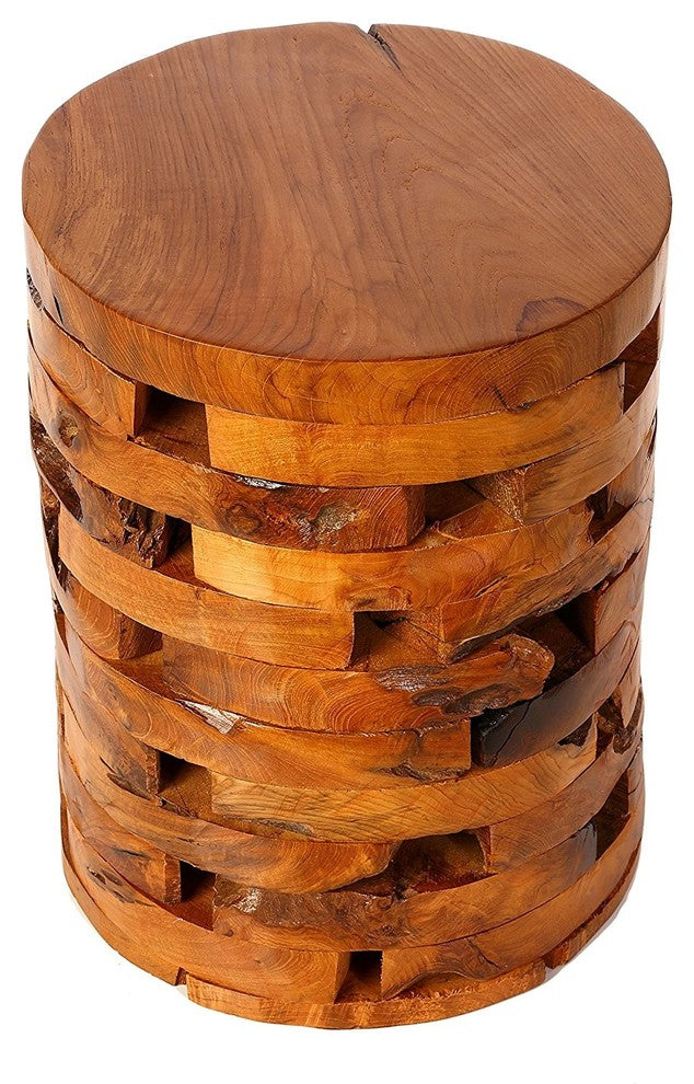 Durable Stonehenge Artisan Accent Table in Solid Teak Wood
