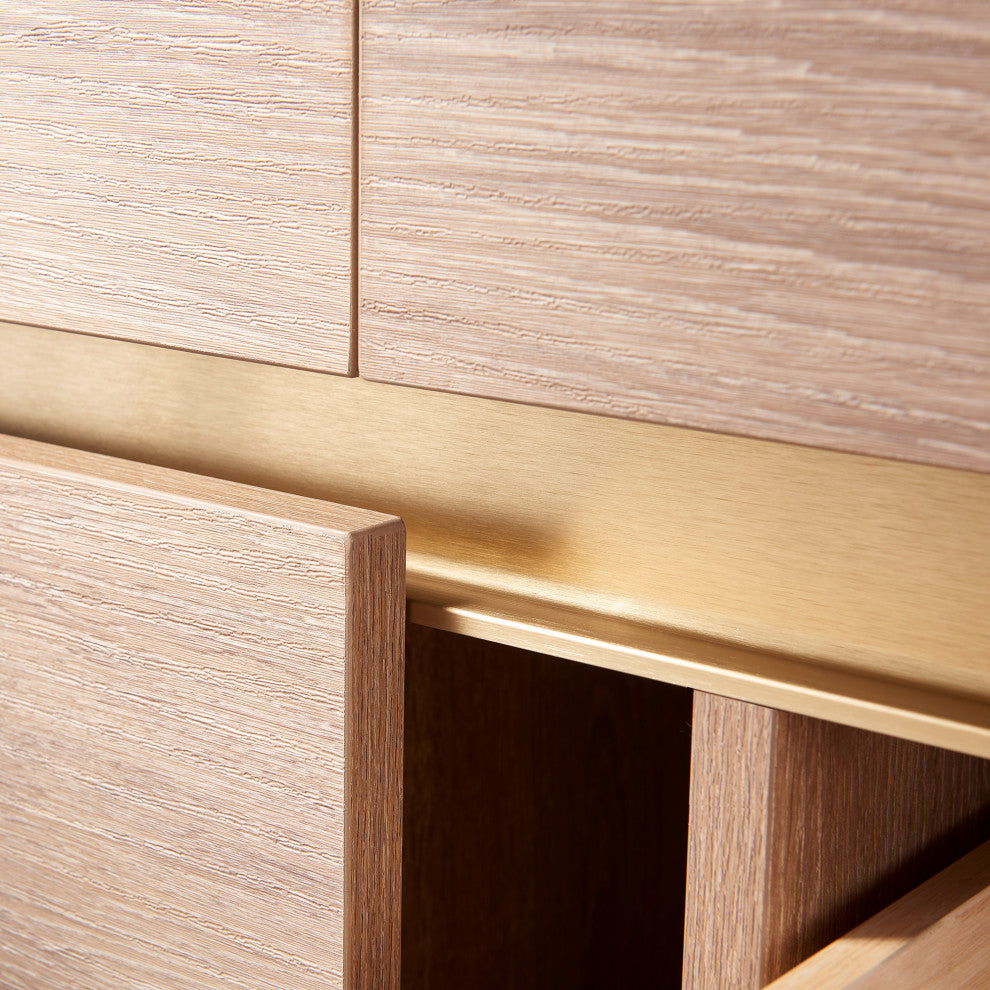 Huesca Bath Vanity, Integrated Sink Top, North American Oak, 48", Without Mirror