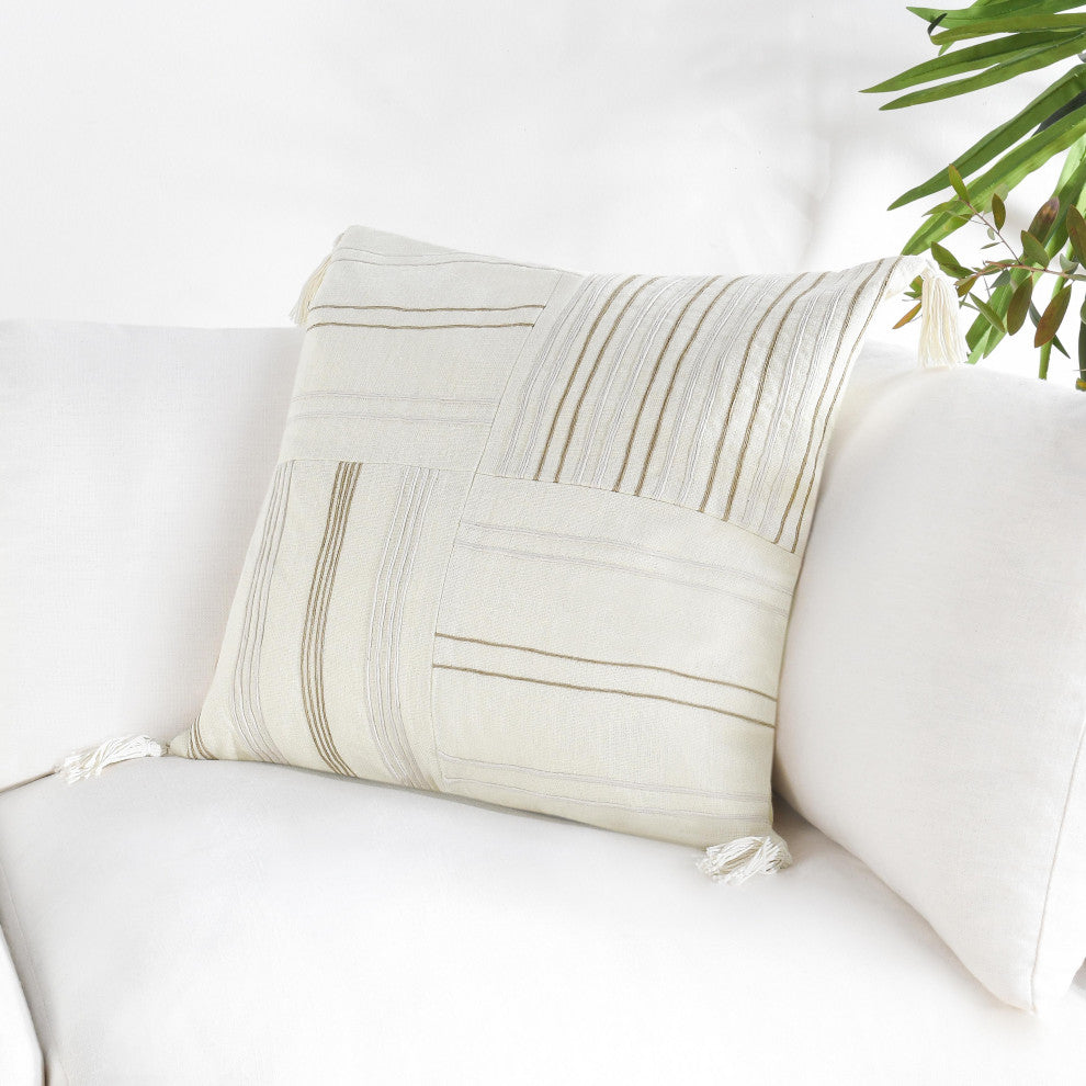 Apana Linen Embroidered Throw Pillow by Kosas Home, 22x22