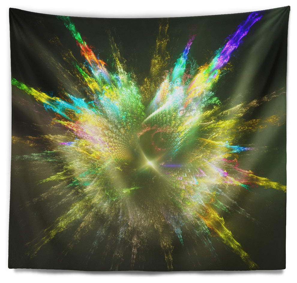 Fractal Explosion of Paint Drops Abstract Wall Tapestry, 39"x32"